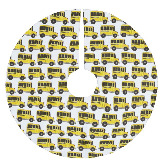 Jupon De Sapin En Polyester Brossé Yellow School Bus Print Bus Driver Teacher (Devant)