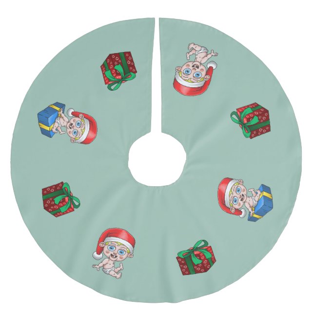 Jupon De Sapin En Polyester Brossé Young Père Noël (Devant)