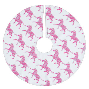 Jupon De Sapin En Polyester Brossé Zebra Hot rose et blanc Silhouette