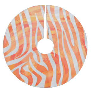 Jupon De Sapin En Polyester Brossé Zebra Orange and White Print