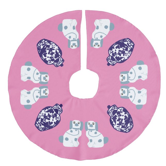 Jupon De Sapin Imitation Lin Blue Staffordshire Dog and Ginger Jar (Devant)