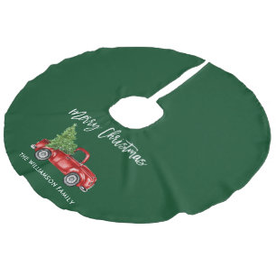 Jupon De Sapin Imitation Lin Bracelet Script Vintage Camion Noël Vert