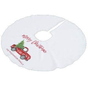 Jupon De Sapin Imitation Lin Brosse rouge Script Vintage Camion Noël