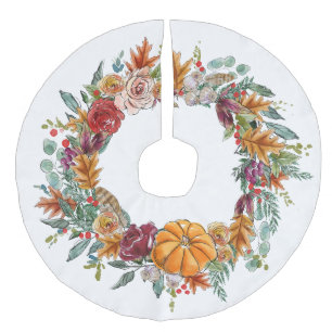 Jupon De Sapin Imitation Lin Chute Thème Wreath avec Citrouille Automne Coloris