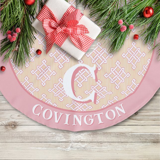 Jupon De Sapin Imitation Lin Diamond Endless Knot in Pink + Orange Personalized (Créateur téléchargé)