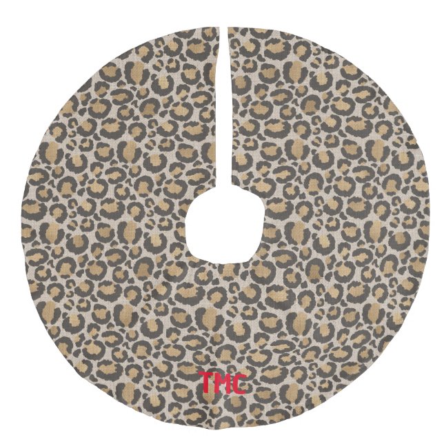 Jupon De Sapin Imitation Lin Empreinte de léopard texturé Red INITIALS Noël chi (Devant)