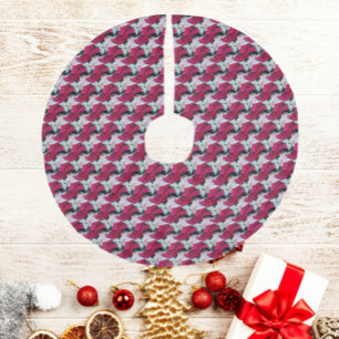 Jupon De Sapin Imitation Lin Festive vacances Poinsettias Motif