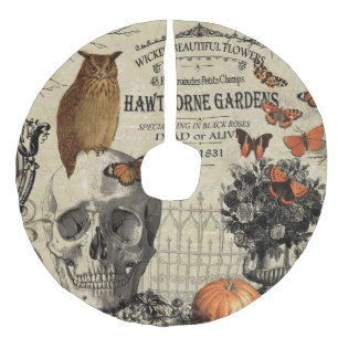 Jupon De Sapin Imitation Lin Hibou et crâne vintages modernes de Halloween