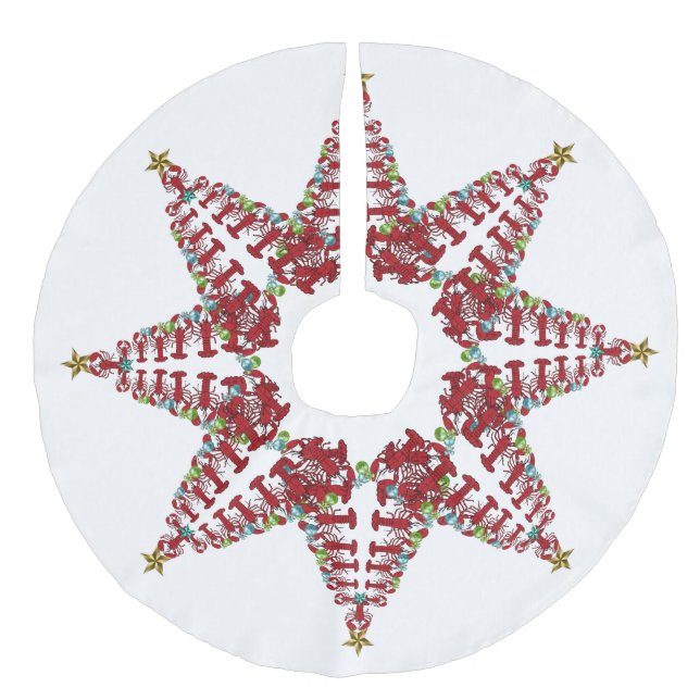 Jupon De Sapin Imitation Lin Jupe d'arbre Cute Lobster Plage nautique (Devant)