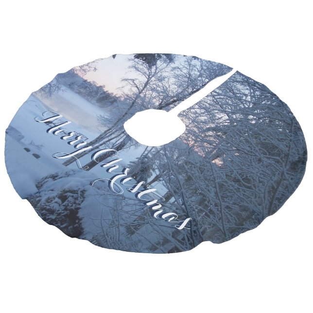 Jupon De Sapin Imitation Lin L'hiver sur le lac (Angle)