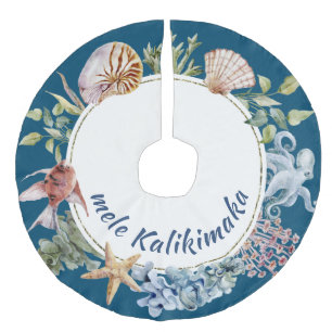 Jupon De Sapin Imitation Lin Mele Kalikimaka Côtier Tropical Thème Noël