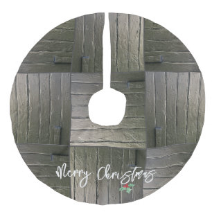 Jupon De Sapin Imitation Lin MERRY CHRISTMAS Holly Barn Door Farmhouse moderne