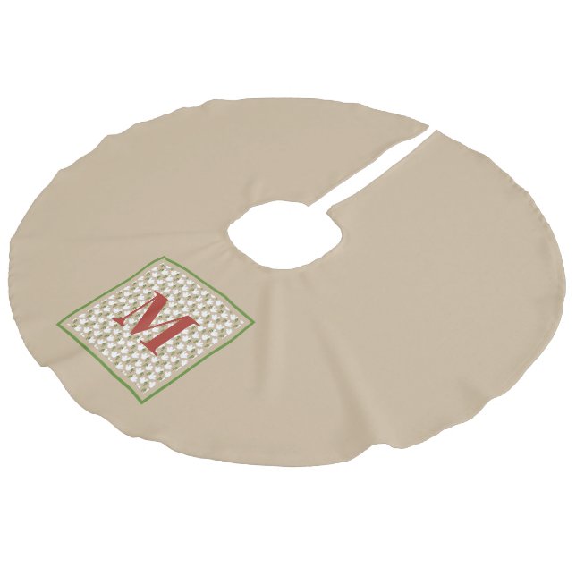 Jupon De Sapin Imitation Lin Monogramme de la colombe de Noël (Angle)
