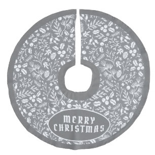 Jupon De Sapin Imitation Lin Motif de Noël gris blanc sophistiqué