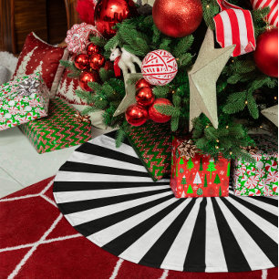 Jupon De Sapin Imitation Lin Rayons radiaux noir et blanc