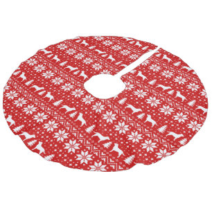 Jupon De Sapin Imitation Lin Rouge de motif de silhouettes de labrador