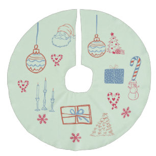Jupon De Sapin Imitation Lin Sage Noël Fantaisiste Doodles dessinés à la main