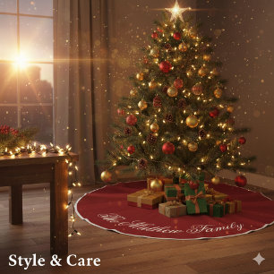Jupon De Sapin Imitation Lin Tapis de arbre de Noël personnalisé rouge chaud po