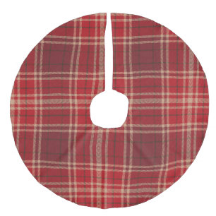 Jupon De Sapin Imitation Lin Tartan rouge carreaux traditionnel de Noël