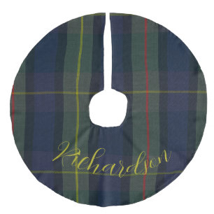Jupon De Sapin Imitation Lin Vert tartan plaid de Noël traditionnel personnalis