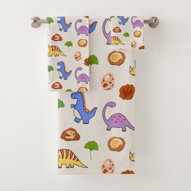Jurassic Joy Dinosaurs Bath Towel Set (En situation)