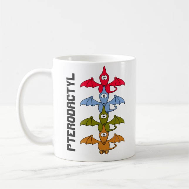 Jurassic Pterodactyl Cartoon Café Mug (Gauche)