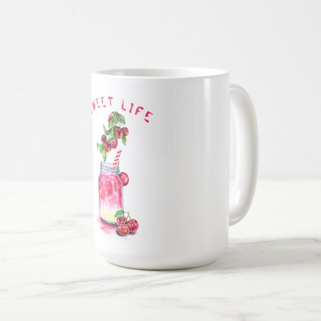 Jus de cerise Cool Boire Fruits Café Mug (Devant droit)