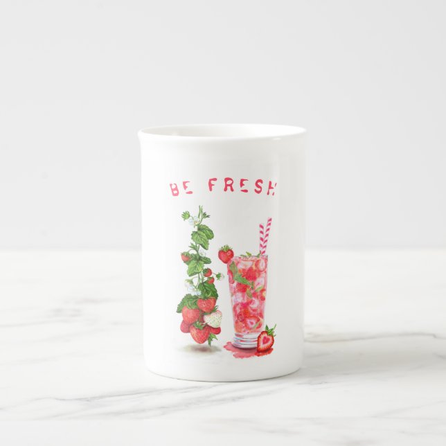 Jus de fraise Cool Boire Fruits d'été Mug (Devant)