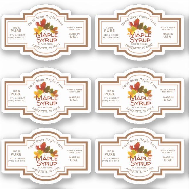 Jus de sirop d'érable minuscule Étiquette Feuilles (Devant)