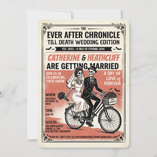 Jusqu'à la mort À VÉLO  Faire-part de mariage Gaze (Devant)
