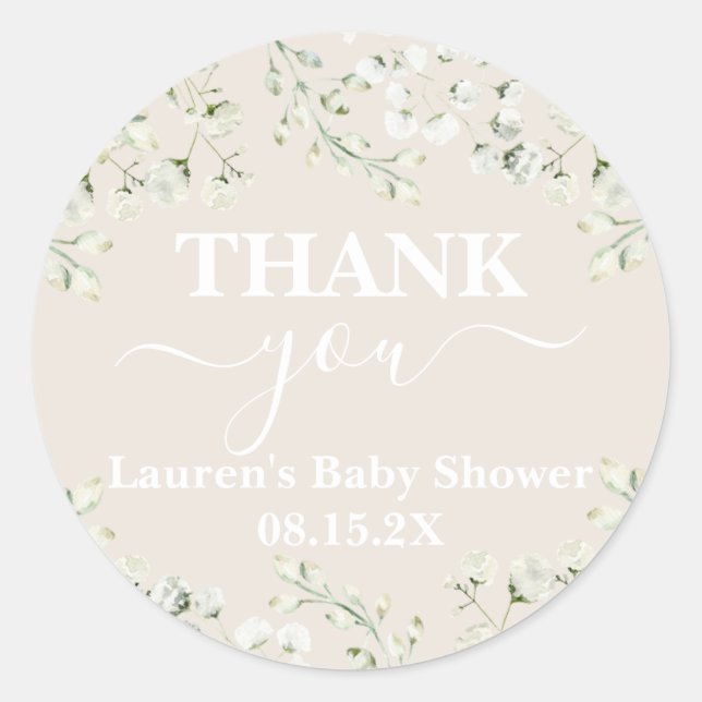 Jusqu'au Sticker rond classique Baby shower nuages (Devant)