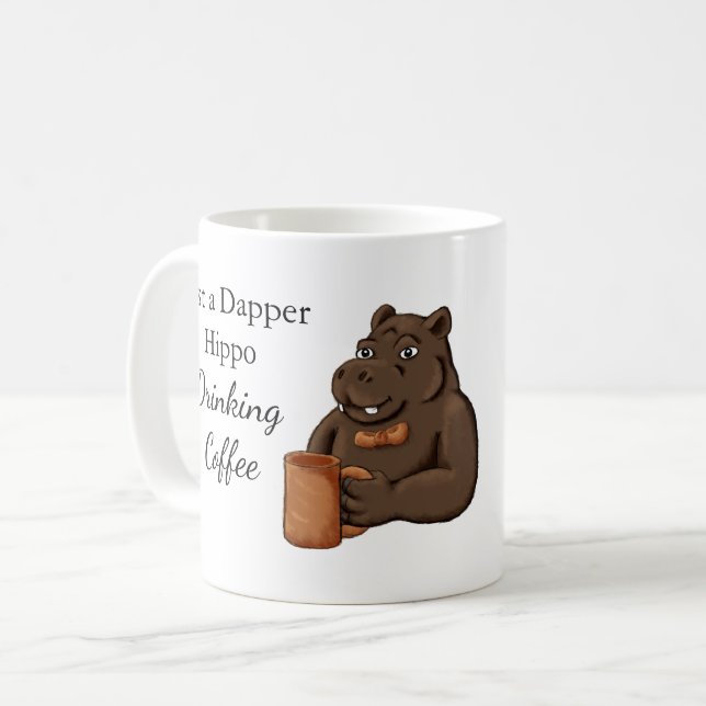Just a Dapper Hippo Drinking Coffee - Funny Mug (Devant gauche)