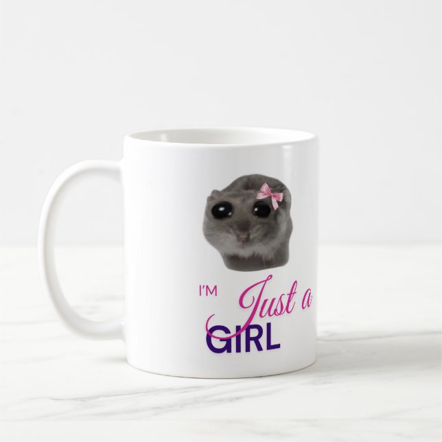 Just a Girl Mug – Cute Sad Hamster  (Gauche)