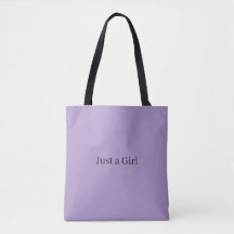 Just a Girl purple tote bag