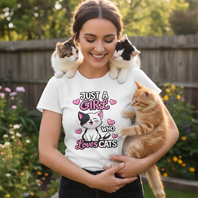 Just A Girl Who Loves Cats Cute Kitten T-Shirt (Créateur téléchargé)