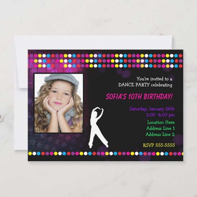 Just Dance Party Disco Ball Photo Party Invitation (Devant)