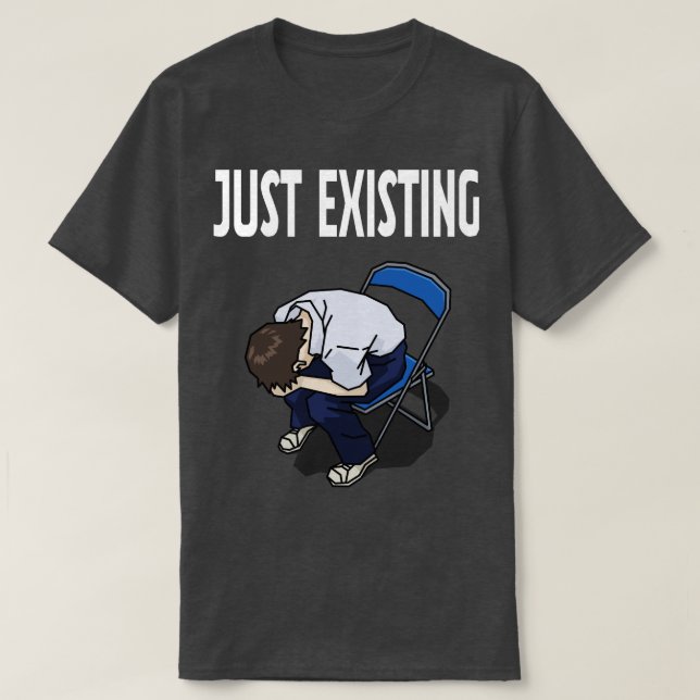 Just Existing Mood Black T-Shirt (Design devant)