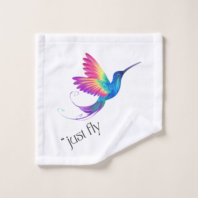 Just Fly - Vibrant Rainbow Hummingbird Art for Fre (Gant de toilette)