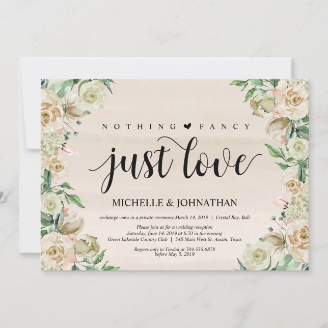 Just love, Elopement Réception Carte d'invitation (Devant)