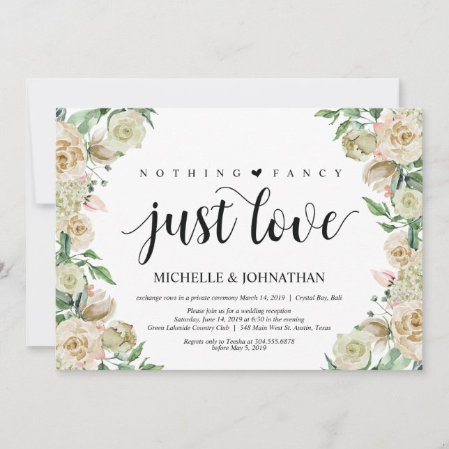 Just love, Elopement Réception Carte d'invitation (Devant)