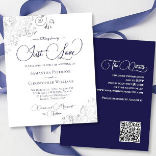 Just Love Navy Blue QR Code BUDGET Mariage Inviter