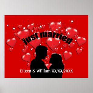 Just Married Hearts Lotta Love Custom Poster 24x18