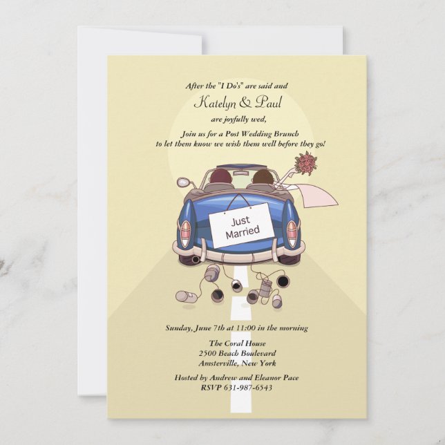Just Married Post Mariage Brunch Invitation - crie (Devant)