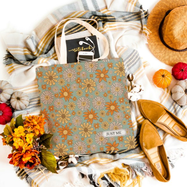 Just Me Floral Blue Aesthetic Tote Bag (Créateur téléchargé)