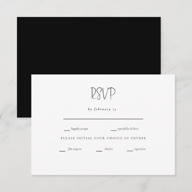 Just the Two of Us B/W Modern Wedding RSVP (Devant / Derrière)