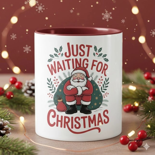 Just Waiting for Christmas Santa 11 oz Coffee Mug (Créateur téléchargé)