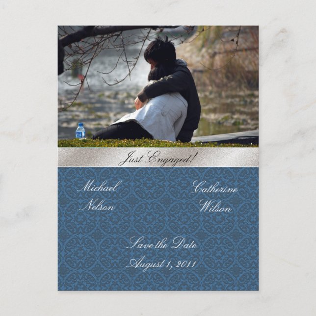 Juste carte postale engagée bleue et argentée (Devant)