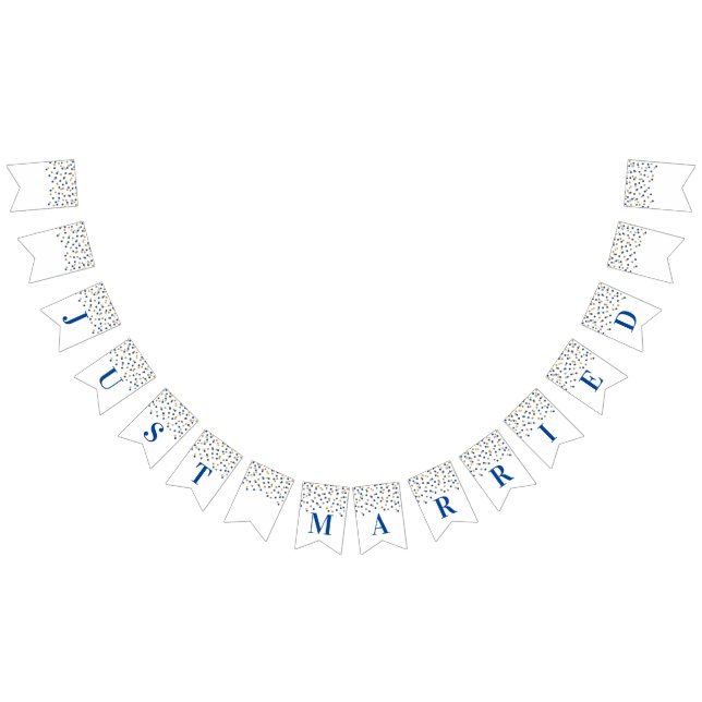 Juste confettis bleu-foncé mariés d'or de bannière (Tout)