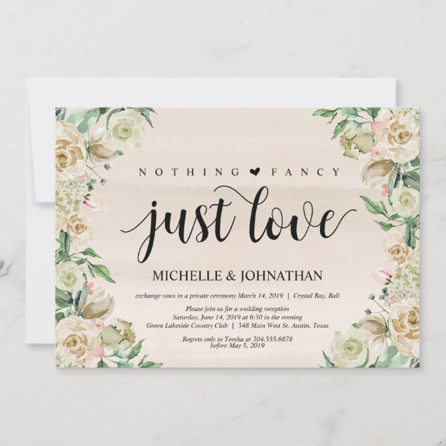 Juste l'amour, carte d'invitation pour réception d (Devant)