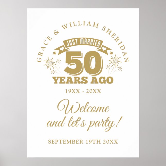 Juste marié 50ème Mariage Anniversaire Affiche de  (Devant)